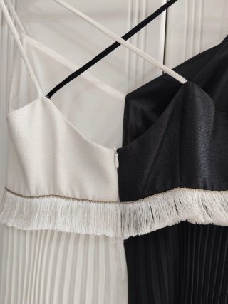 Vestido fiesta bicolor blanco y negro