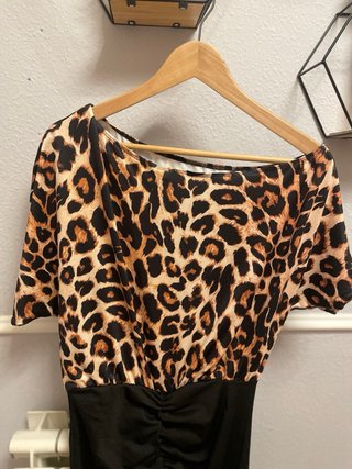 Vestido Leopardo Mujer Negro Marrón
