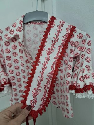Traje Flamenca Niña Rojo y Blanco