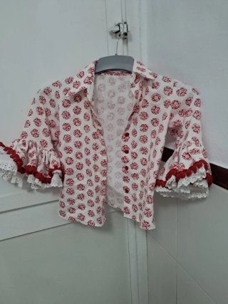 Traje Flamenca Niña Rojo y Blanco