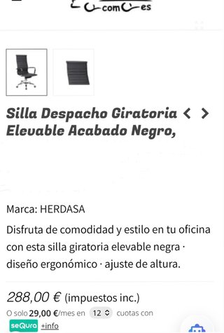 Silla de oficina ergonómica negra
