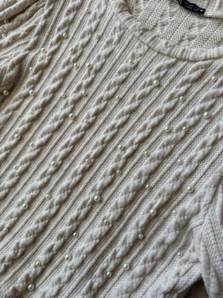 Maglia Zara beige con perle