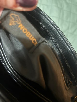 Bolso de piel Nobuck negro con cierre, cómodo