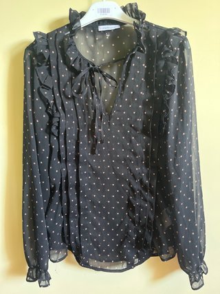 Blusa Motivi negra con estrellas rosas