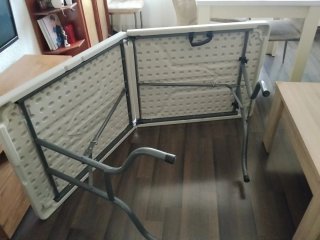 Mesa plegable PVC jardín blanca