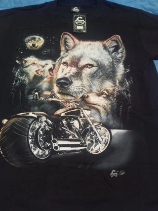 Camiseta Unisex Caballo Lobo y Moto