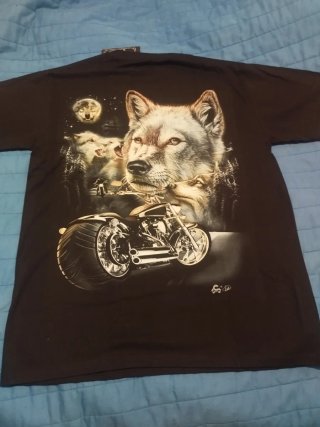 Camiseta Unisex Caballo Lobo y Moto