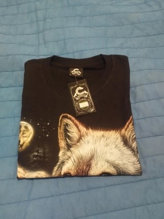 Camiseta Unisex Caballo Lobo y Moto