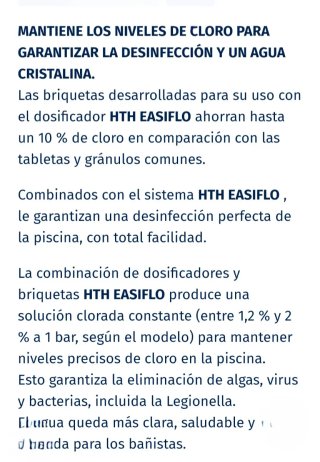 Cloro hth Easiflo Briquette 25 kg
