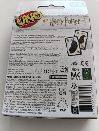 Mazo de cartas UNO con temática de Harry Potter