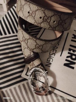 Cinturón Gucci Marrón y Beige Unisex Original