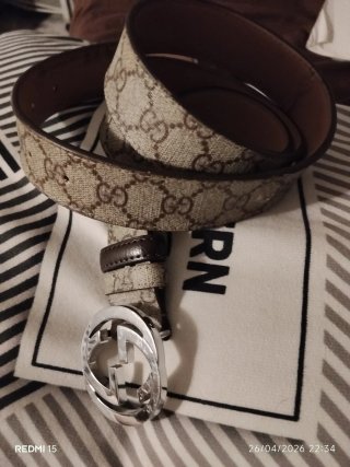 Cinturón Gucci Marrón y Beige Unisex Original