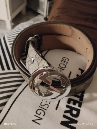 Cinturón Gucci Marrón y Beige Unisex Original