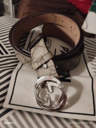 Cinturón Gucci Marrón y Beige Unisex Original