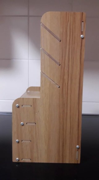 Organizador de escritorio de madera y cristal