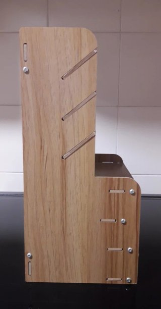 Organizador de escritorio de madera y cristal
