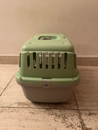 Transportín para gato plástico duro verde/negro