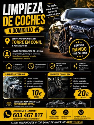 Limpieza de coche a domicilo Torre en Conil