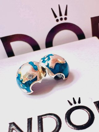 Charm Pandora Globo Azul y Plata