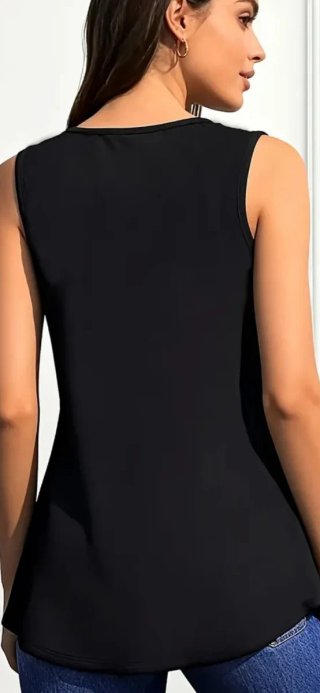 Top tirantes encaje botones, negro