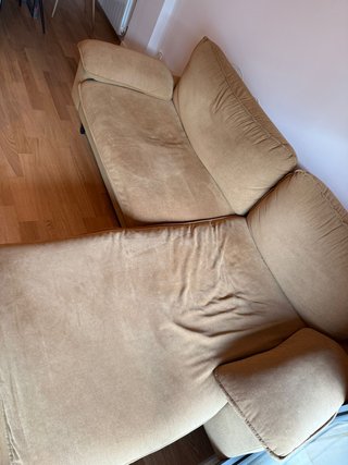 Sofá chaise longue mostaza tela