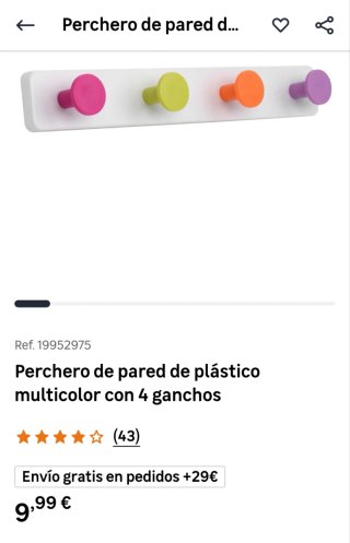 Perchero Blanco ABS con Pomos de Colores