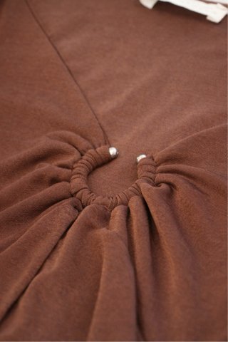 Vestido marrón manga larga talla S con etiqueta