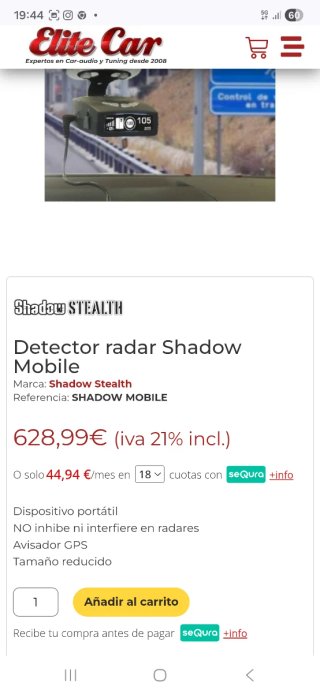 Detector avisador radar Shadow Mobile- Supercombi3