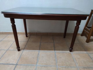 Mesa de comedor 120x80cm madera y cristal