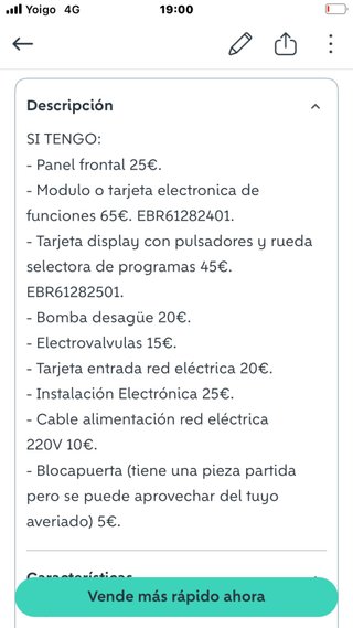 Lavadora LG serie WD o F1068QDP recambios