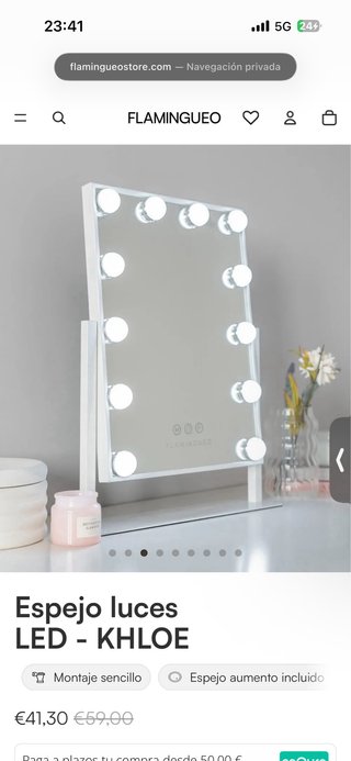 Espejo Tocador Flamingueo con Luces LED