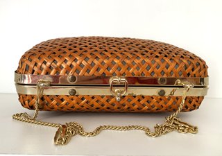 Bolso Clutch Vintage Ratán Trenzado Dorado
