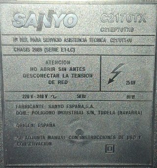 Televisión Sanyo Negra