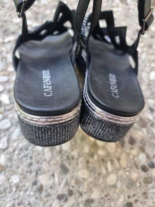 Sandali platform Cafe' noir con microstrass