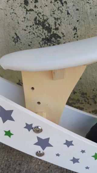 Bicicleta de madera estrellas turquesa