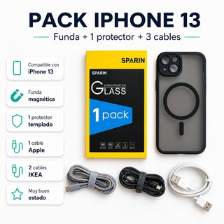 Pack iPhone 13: Funda, Protector y Cables