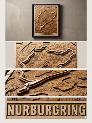 Cuadro Nürburgring Madera Relieve Artesanal