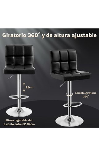 Pack 2 Taburetes Giratorios Negros Regulables