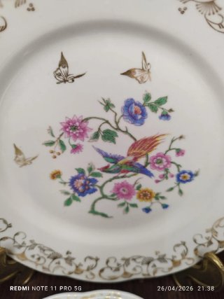 LIMOGES AVE DEL PARAISO PORCELANA POSTRE