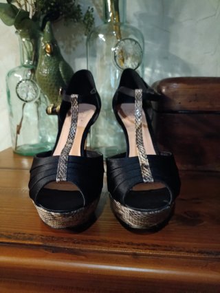 Zapatos de tacón negros y serpiente