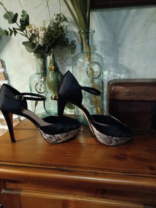 Zapatos de tacón negros y serpiente