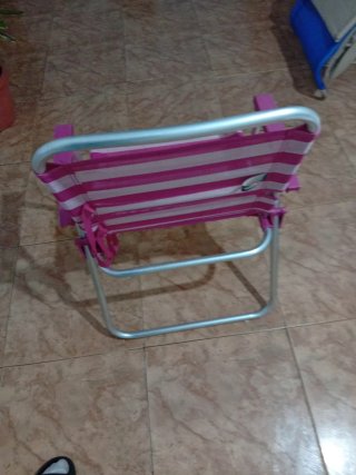 Silla de Playa Plegable Rayas Rosas