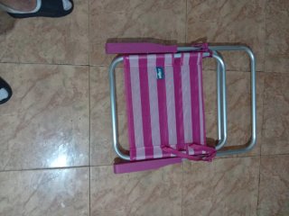 Silla de Playa Plegable Rayas Rosas