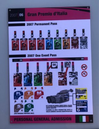 Cartel acreditaciones Gran Premio Italia 2007 GP