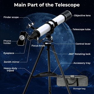 Telescopio refractor 90/900 mm con trípode NUEVO