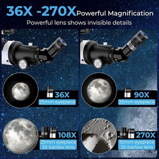 Telescopio refractor 90/900 mm con trípode NUEVO