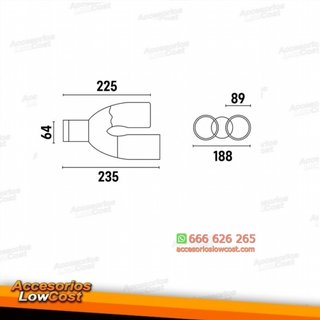 Cola de escape negra de doble salida 89mm - derec