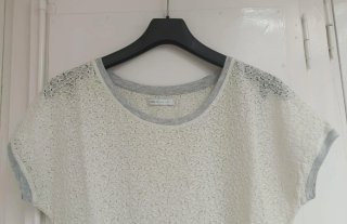 Top indie chic manga corta encaje floral blanco