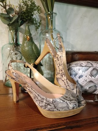 Zapatos y bolso estampado serpiente