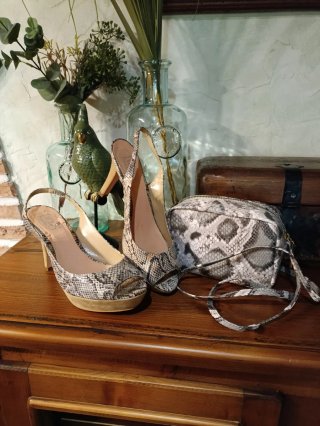 Zapatos y bolso estampado serpiente